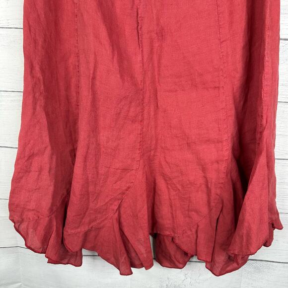 Puro Lino Womens Medium Linen Flax Skater Skirt Flaw Lagenlook Bohemian Pink - Picture 6 of 9